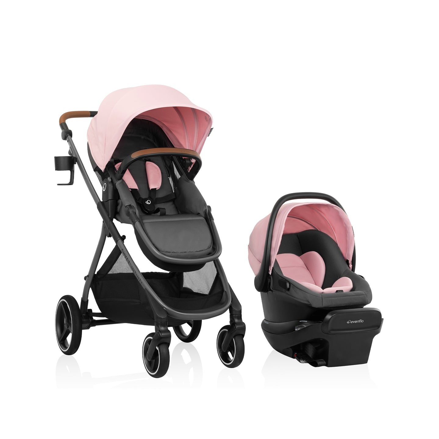 Evenflo - Shyft Intuiti Travel System with Revolve180 LiteMax NXT Rotational Infant Car Seat - Amaranth Pink